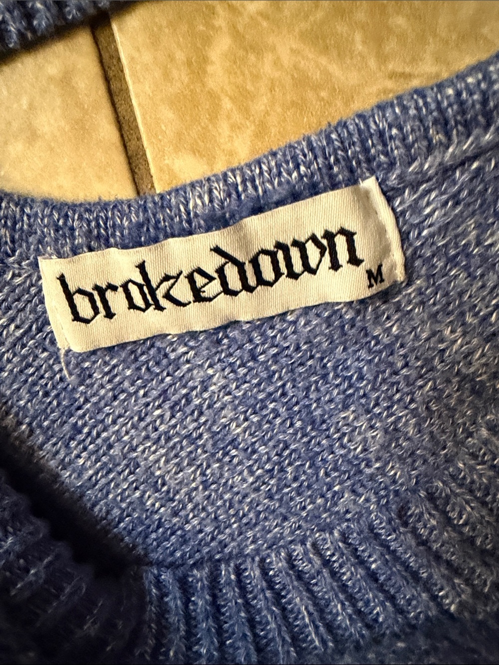Women's V-Neck Sweater - Blue Crewneck Pullover - Picture 2 of 4